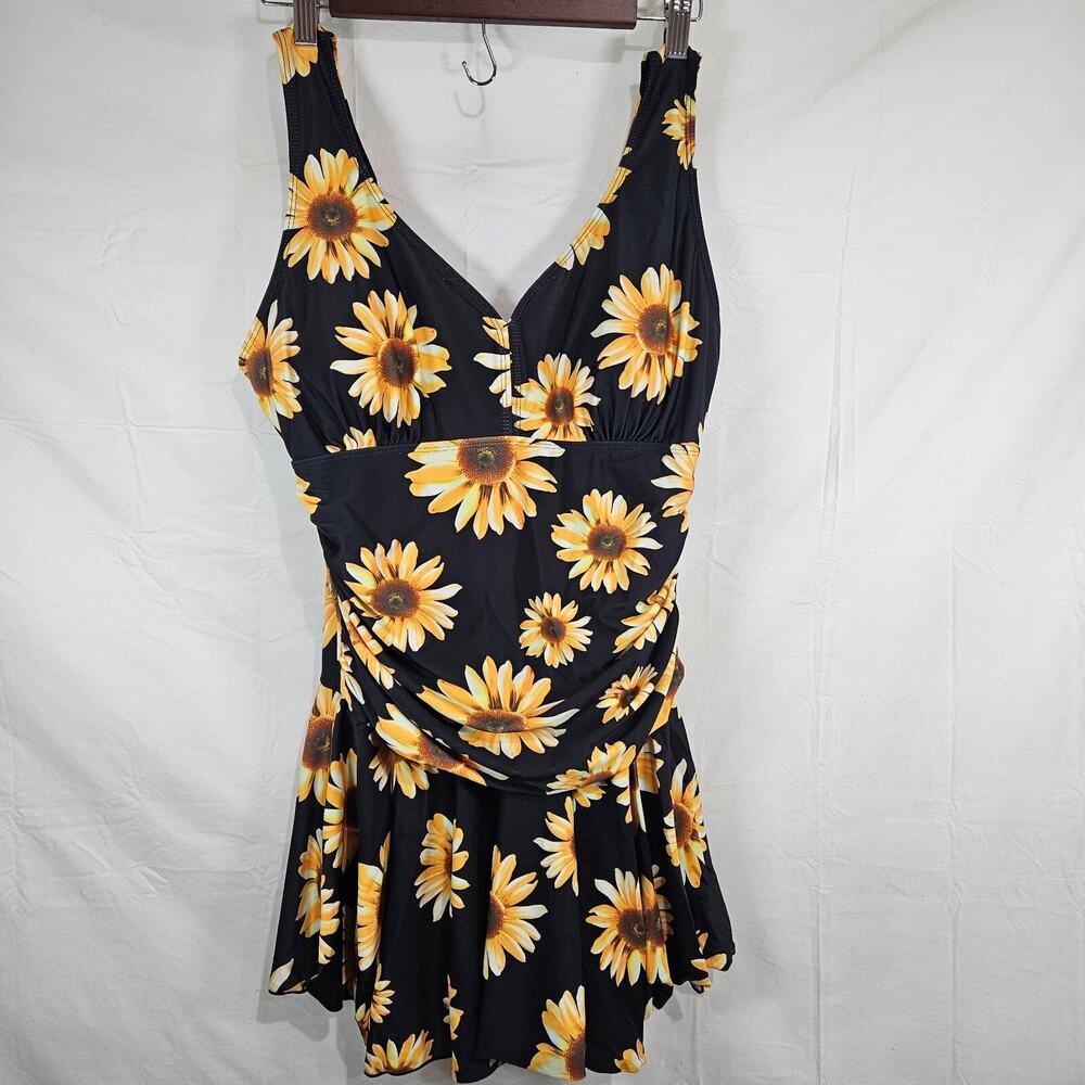 Women's XL, Sunflower Swimsuit, One Piece, Dress Style